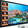 120 tuuman kiinteäkehysinen 16:9-projektorin valkokangas 4K HDTV elokuvateatterille