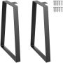 Puolisuunnikkaan muotoiset teräspöydän jalat, mustat, 406,4 mm, 2 kpl:n sarja