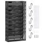 Настенный металлический держатель для документов с 10 карманами и именной биркой.