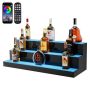 LED-valaistus 3-tasoinen akryylinen alkoholijuomateline, 30 tuuman baarihylly