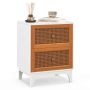 Bedside table 46x33x59.5cm., white/brown