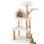 Scratching post 69x69x150cm., white/light brown
