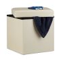 Folding seat with hinged lid 38x38x38cm., cream color