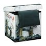 Folding seat with hinged lid 38x38x38cm., white/brown/black