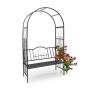 Plant arch with bench 203x114.5x59cm, black