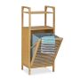 Bathroom shelf with laundry basket 95x40x30cm., light brown/gray