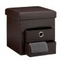 Folding seat with 2 compartments 38x38x38cm., dark brown/silver color
