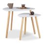 Set of 2 tables, light brown/white