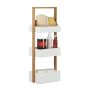 Bathroom shelf with 3 baskets 76x30x18.5cm., light brown/white