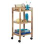 Trolley shelf with 3 shelves 71.5x35x31cm., light brown/black