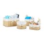Set of 4 baskets, light brown/white