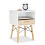 Bedside table with 1 drawer 61x40x42.5cm., light brown/white