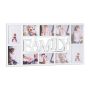 Collage of 10 photos 36.5x72x2cm., white