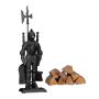 Set of 4 fireplace tools and stand 72x21x12.5cm., black