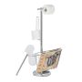 Transparent toilet paper holder with toilet brush 69x30x22cm., silver/white
