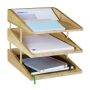 Document tray with 3 compartments 26.5x25x34 cm., light brown