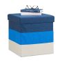 Folding seat with hinged lid 38x38x38cm., blue/cream/dark blue