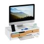 Monitor stand with drawers 14x60x30cm., light brown/white