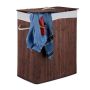 Laundry basket with 2 compartments 63x55x35cm, 95L., brown/white