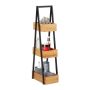 Bathroom shelf with 3 shelves 81x18x30cm., light brown/black