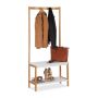 Clothes rack with 2 shelves 150x70.5x30cm., light brown/white