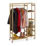 Clothes rack with wheels and shelves 136.5x92x30cm., light brown/gray