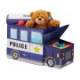 Folding seat with hinged lid 33x27x56cm., dark blue/white
