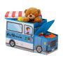 Folding seat with hinged lid 33x27x56cm., light blue/red/white