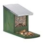 Squirrel food feeder with canopy 18x12x25cm., dark green/silver color