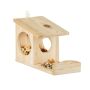 Hanging squirrel feeder with canopy 17.5x14x25cm., light brown