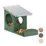 Squirrel food feeder with canopy 18x12x25cm., dark green/silver color