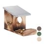 Squirrel food feeder with canopy 18x12x25cm., brown/silver color