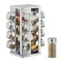 Spice rack with 16 transparent glasses 27.5x19.5x19.5cm., silver color
