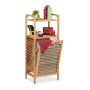 Bathroom shelf with laundry basket 95x40x30cm., light brown/gray