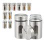 Set of 12 transparent spice shakers 8.5x5cm., silver color