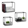 Set of 3 wall shelves, black