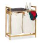 Bathroom shelf with laundry basket 73x63.5x33cm., light brown/white