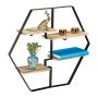 Living room wall shelf 52x60x12cm., light brown/black