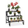 Flower stand with 3 shelves 69x70x60cm., black