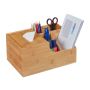 Writing instrument organizer with napkin box 14x29x19.5 cm., light brown