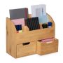 Writing instrument organizer with 2 compartments 26x33x13.5 cm., light brown