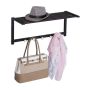 Wall rack with shelf 28x65x25cm., black/silver color