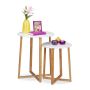 Set of 2 tables, light brown/white