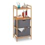Bathroom cabinet with 2 baskets and 2 shelves 96x44x34cm., dark gray/light brown color