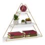 Living room wall shelf 54x62x15cm., gold/white color