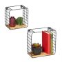Set of 2 wall shelves, light brown/black