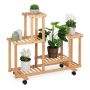 Flower stand on wheels with 5 shelves 79x95x36cm., light brown/black