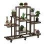 Flower stand on wheels with 9 shelves 103x120x35.5cm., brown/black