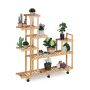 Flower stand on wheels with 7 shelves 127x120x36cm., light brown/black
