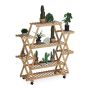 Flower stand on wheels with 8 shelves 110x114x36cm., light brown/black